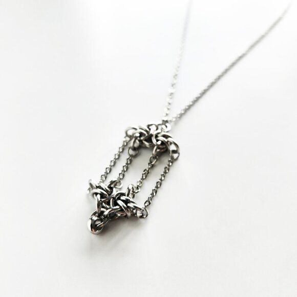 Gothic cage necklace with a small silver chain ✦ handmade chainmaille jewelry ✦ - Picture 6 of 8